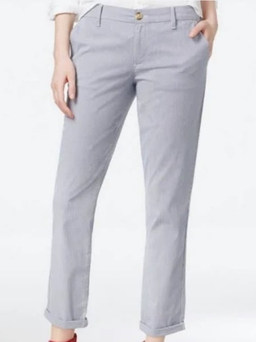 NWT! Tommy Hilfiger Hampton Stretch Slim Chino Pants Striped Pinstripe -Size: 8